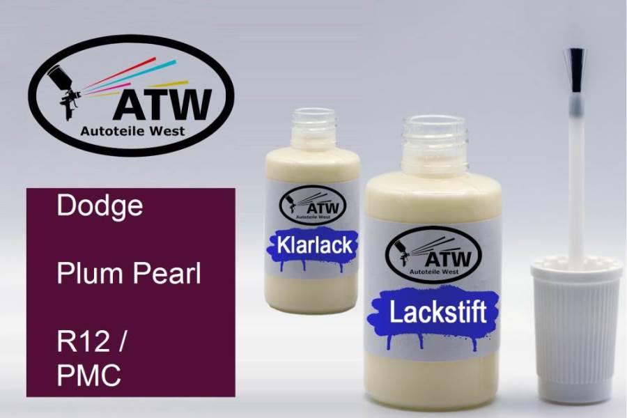 Dodge, Plum Pearl, R12 / PMC: 20ml Lackstift + 20ml Klarlack - Set, von ATW Autoteile West.